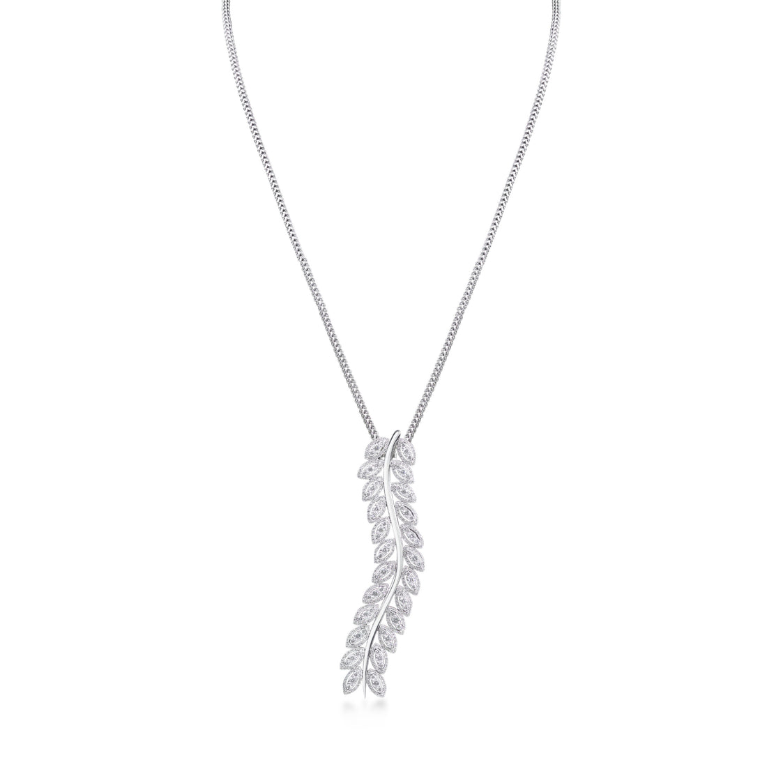 Illusion Necklace in 18K white Gold with VS-G diamond long