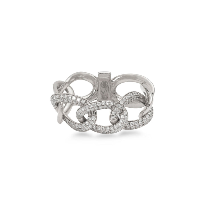 Chain ring in 18K white gold with VS-G diamonds