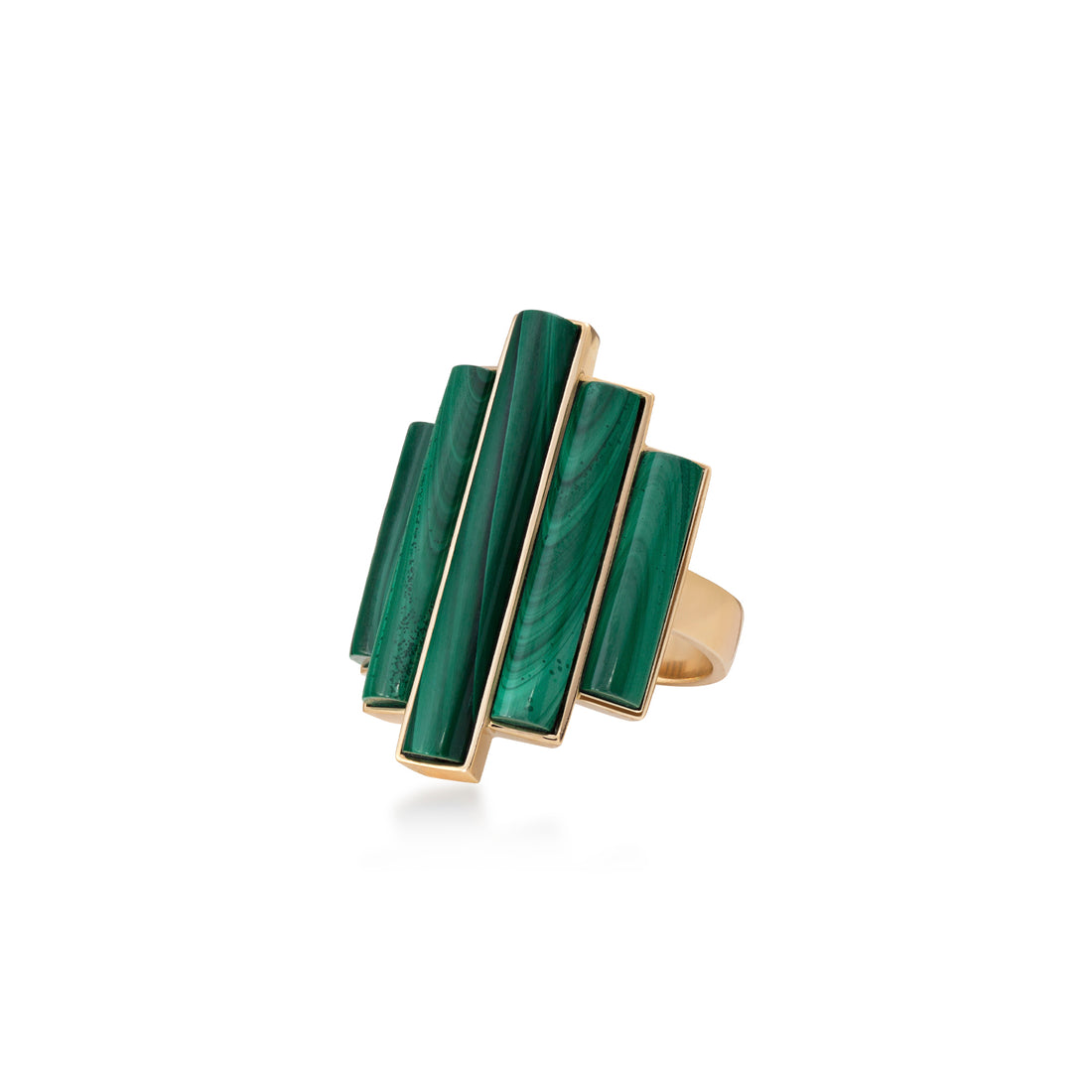 Tropicalia Ring in 18K yellow gold and Malachite stone