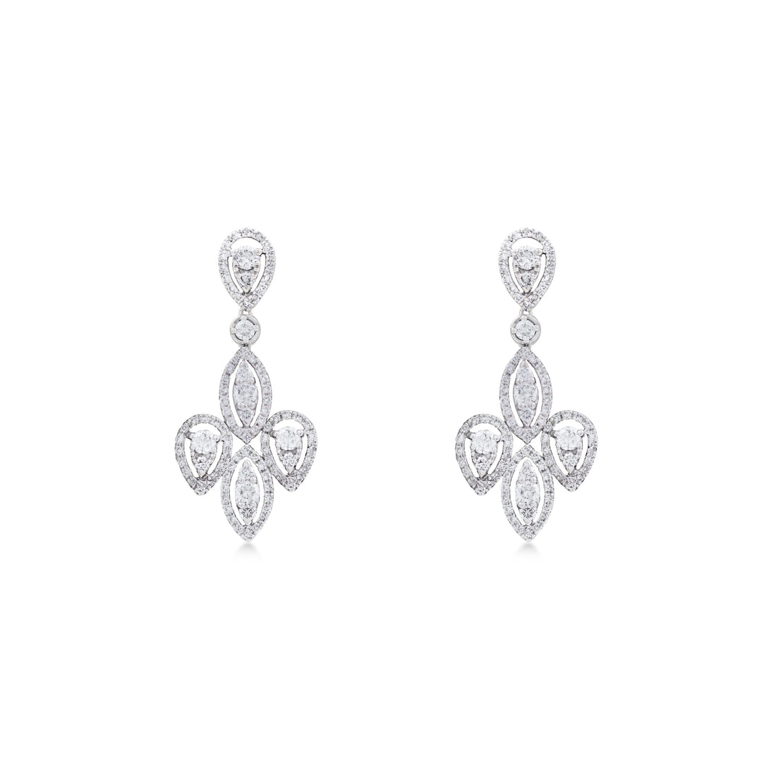 Earrings in 18K white gold with VS-G diamond - Illusion