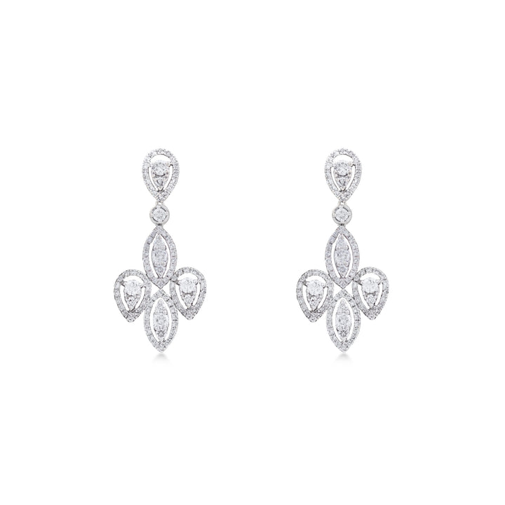 Earrings in 18K white gold with VS-G diamond - Illusion