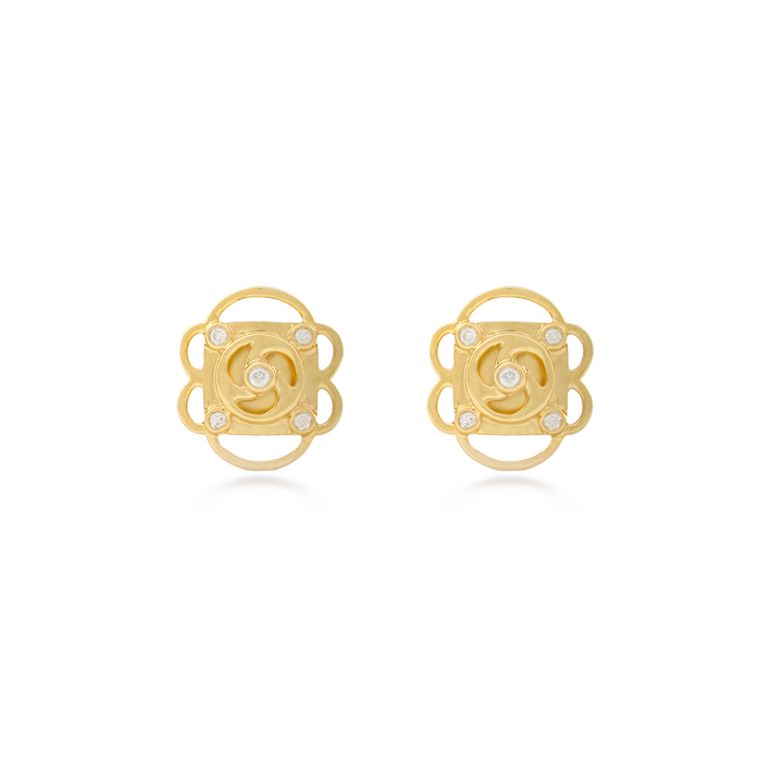 La Vie En Rose Earrings in 18K Yellow Gold and VS-G Diamonds