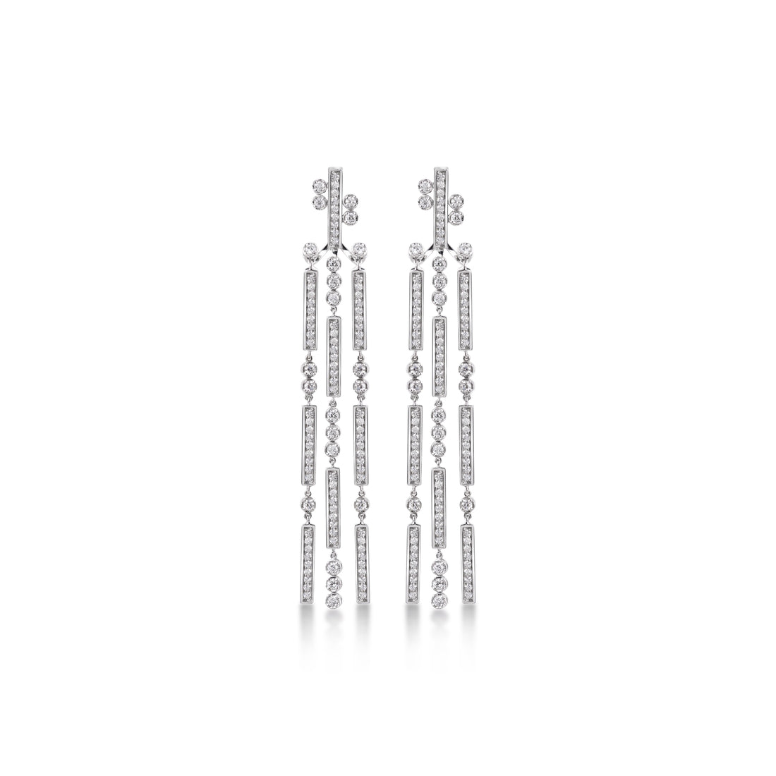 Earrings in 18K white gold with VS-G diamonds - Pendant Earrings