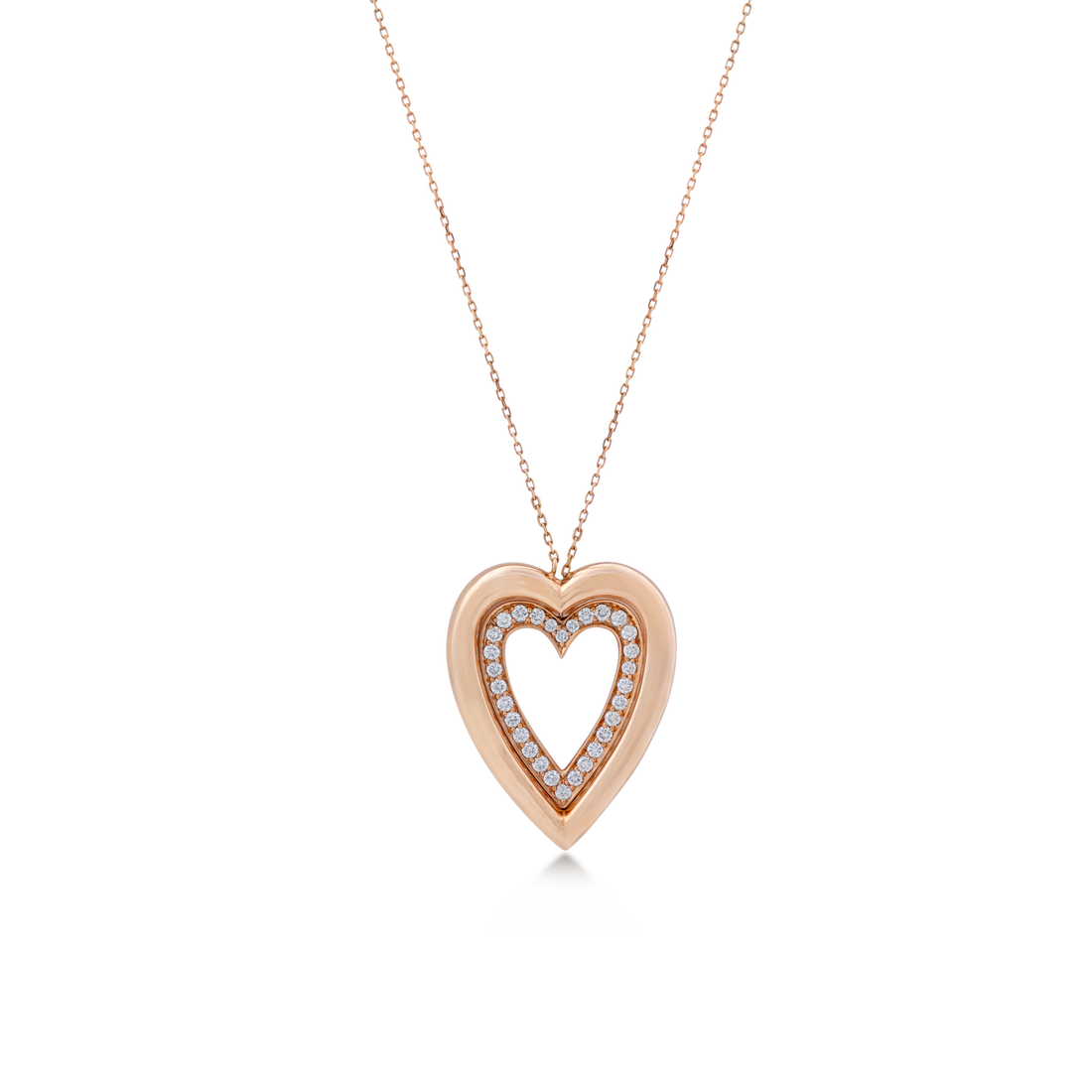 Pendant In Double Heart-Shaped With 18K Yellow Gold With VS-G Diamonds