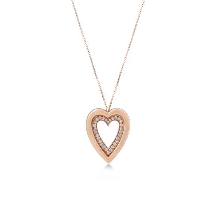 Pendant In Double Heart-Shaped With 18K Yellow Gold With VS-G Diamonds