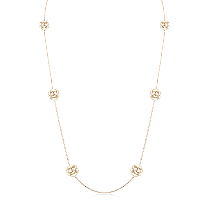 La vie en Rose Double necklace in 18K Yellow Gold and VS-G Diamonds