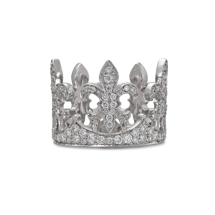 Ring in 18K White Gold with VS-G Diamond in the Shape of a Crown