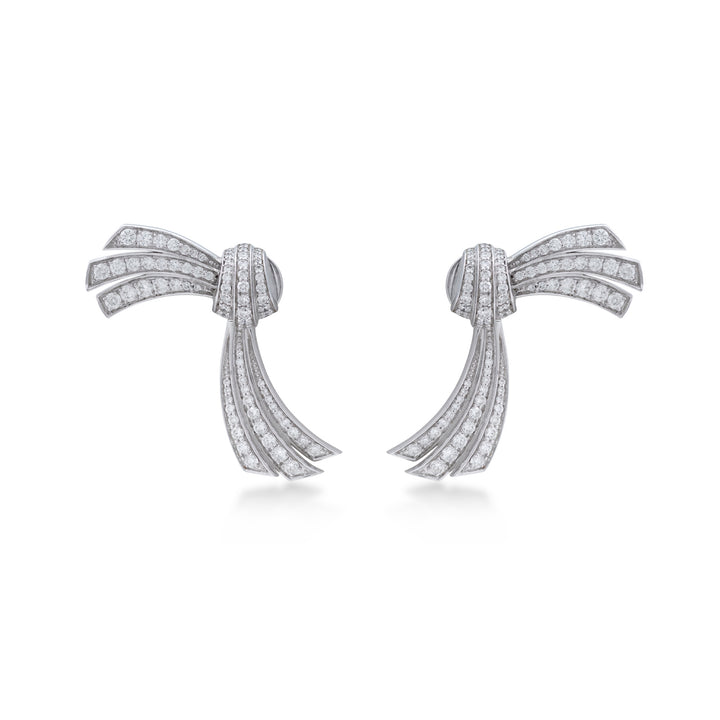 Earrings in 18K white gold and VS-G Diamonds - Knot