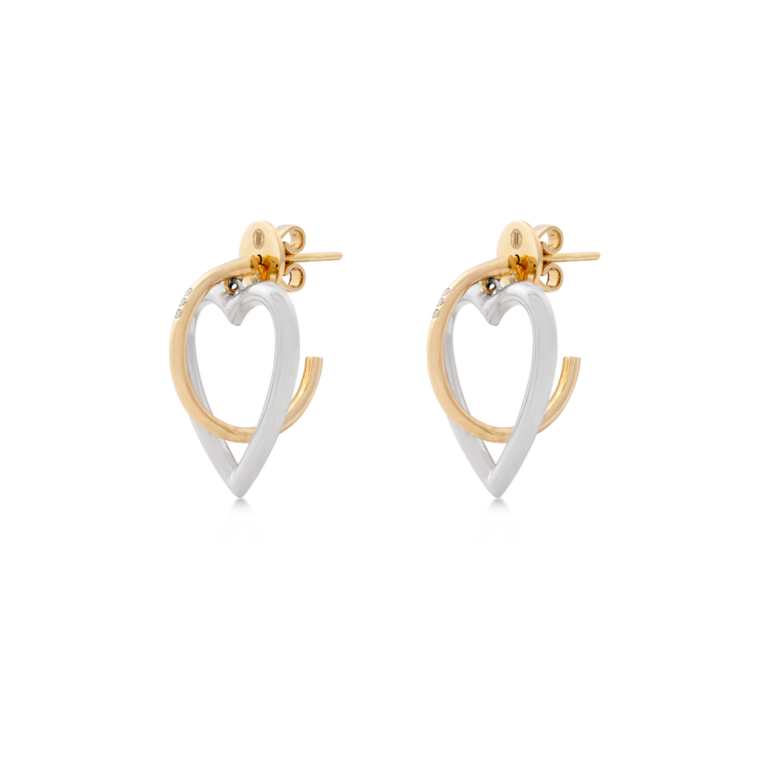 Heart-Shaped Earring in 18K Yellow Gold and white Gold with VS-G Diamonds