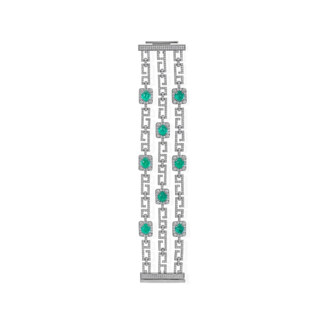 Art deco bracelet inspired links with 18k white gold with VS-G diamond