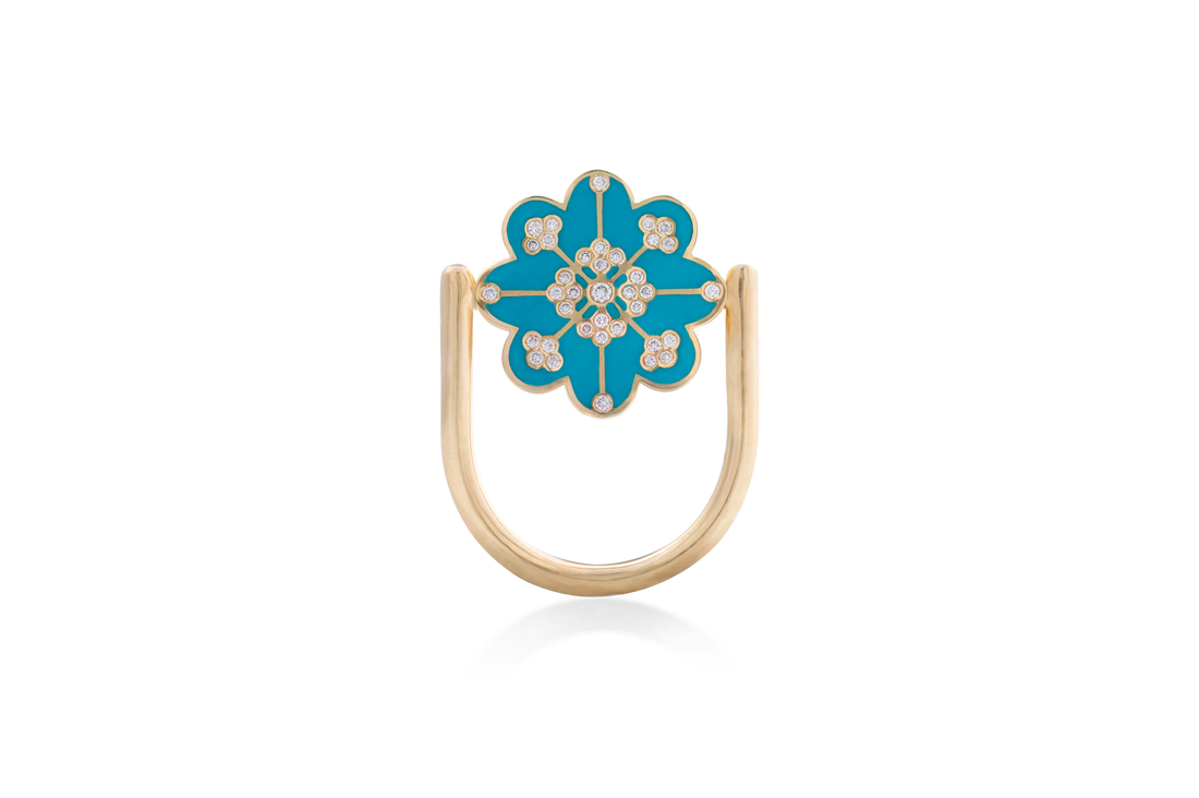 Summer Sky Ring In 18K Yellow Gold And Reversible